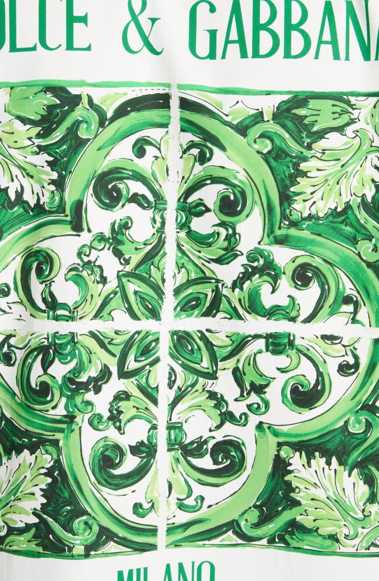 Dolce&Gabbana Majolica Cotton Camp Shirt, Alternate, color, Maiolica 1L Verde