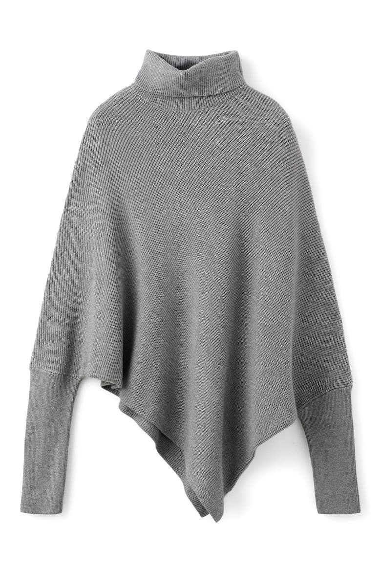 Asymmetric Turtleneck Sweater, Main, color, MEDIUM HEATHER GREY