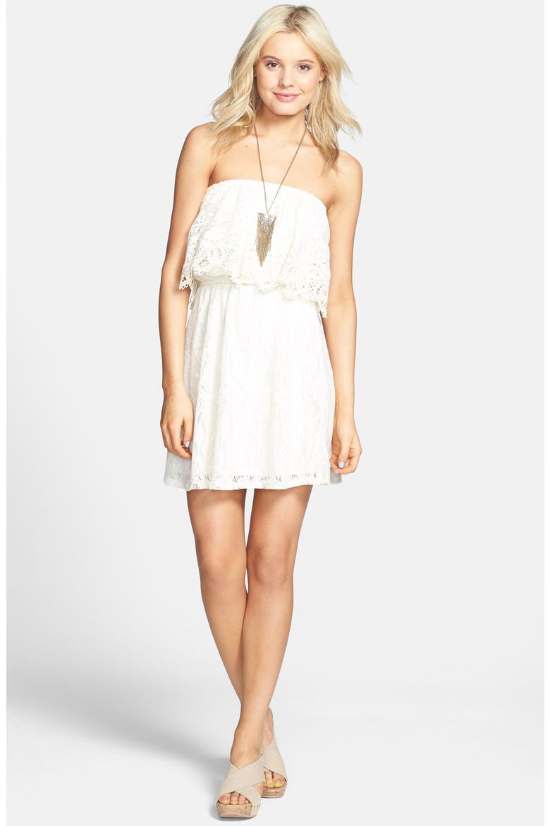 Crochet Trim Popover Lace Dress, Alternate, color, IVORY