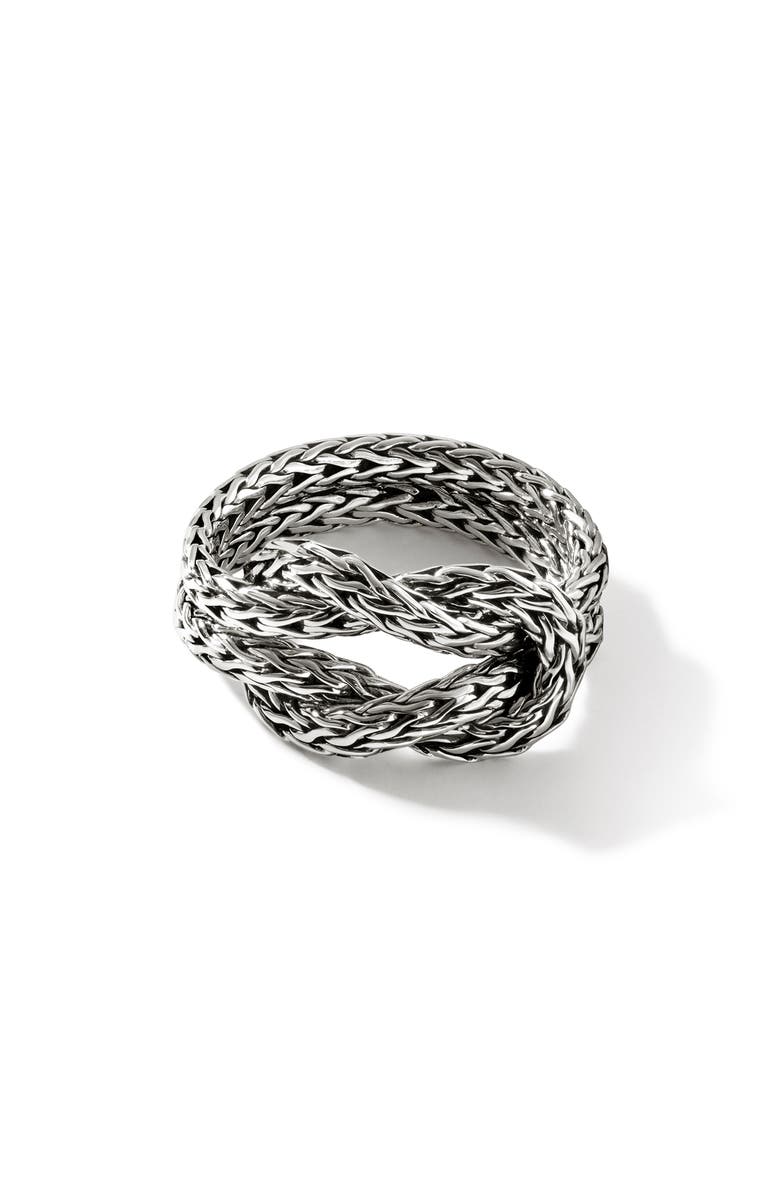 John Hardy Love Knot Chain Ring, Main, color, Silver