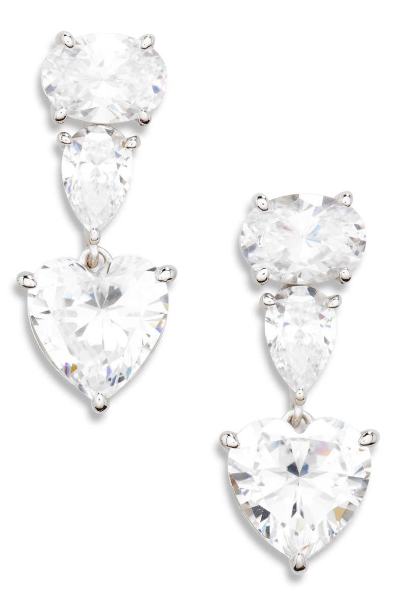 Nadri CZ Heart Drop Earrings, Alternate, color, 