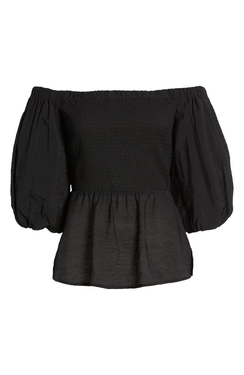Open Edit Smocked Puff Sleeve Top, Alternate, color,