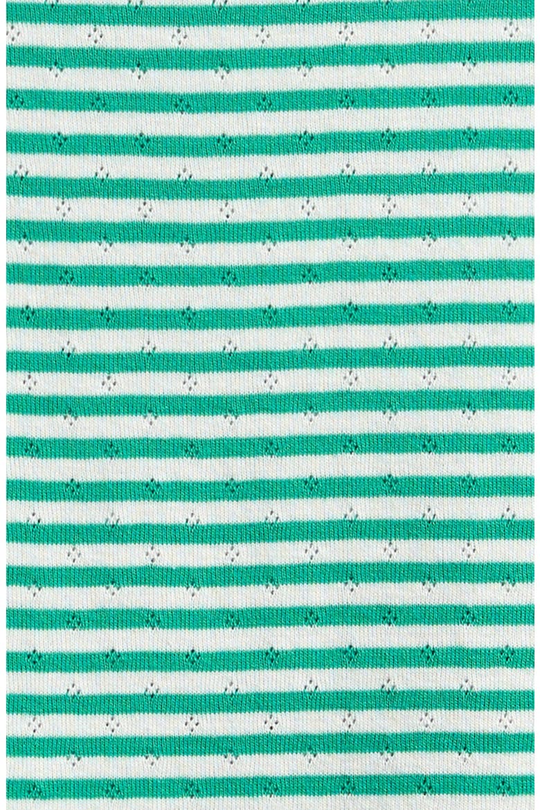 Kids' Stripe Cotton Pointelle T-Shirt, Alternate, color, GREEN/ IVORY STRIPE