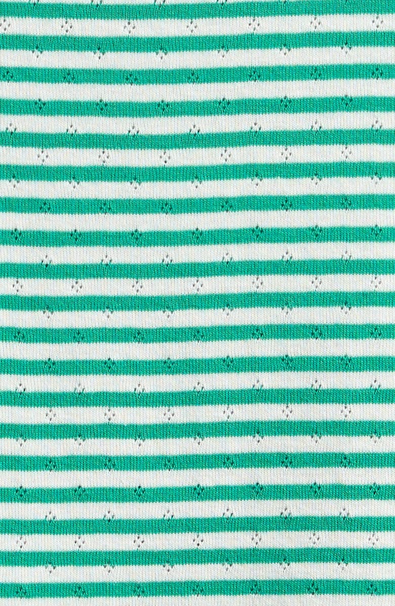 Mini Boden Kids' Stripe Cotton Pointelle T-Shirt, Alternate, color, Green/ Ivory Stripe
