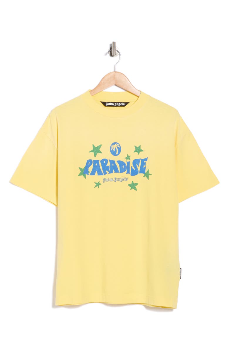 Palm Angels Paradise Logo Graphic T-Shirt, Main, color, Yellow