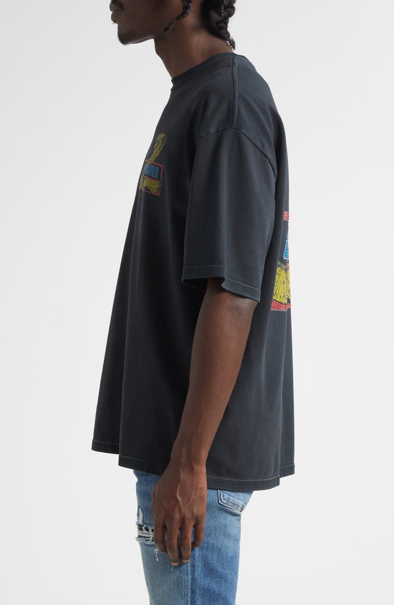 AMIRI Crystal Cobra Oversize Graphic T-Shirt, Alternate, color, Black