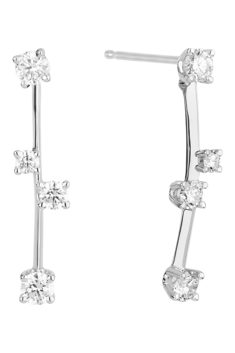 14K Gold Solo Stacked Diamond Linear Drop Earrings, Main, color, WHITE GOLD