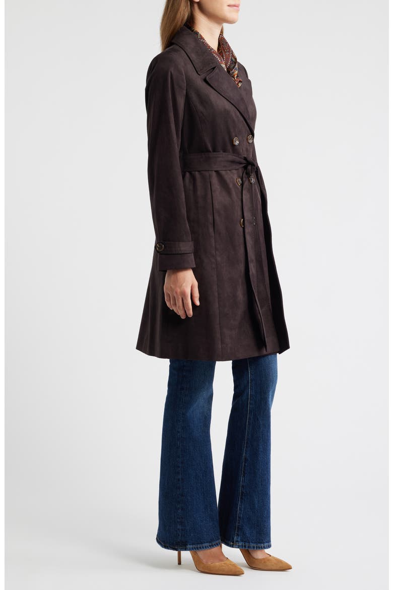 Faux Suede Trench Coat, Alternate, color, ESPRESSO