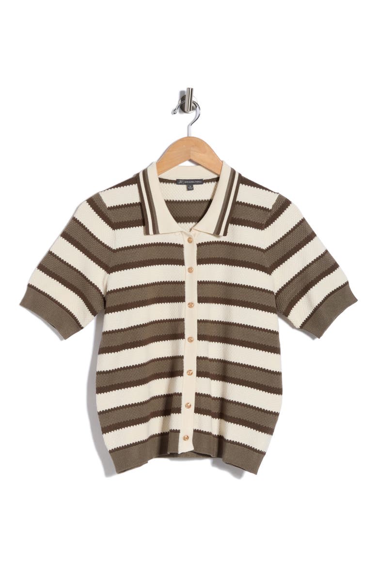 Stripe Polo Sweater, Alternate, color, OLIVE TREE COMBO