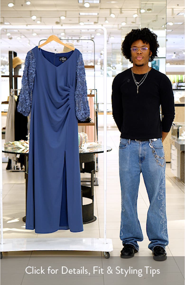 Mixed Media Stretch Crepe Gown, sales video thumbnail