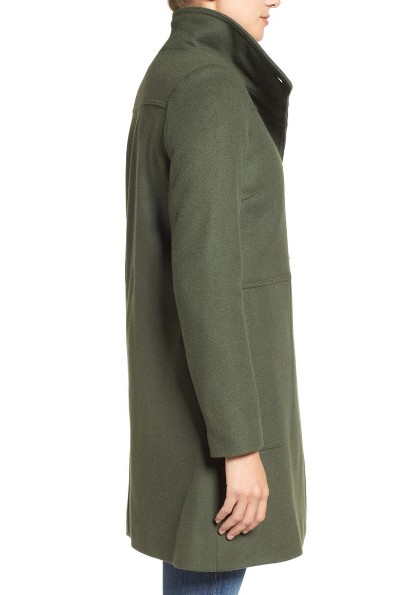 Funnel Neck Wool Blend Coat, Alternate, color, MOSS