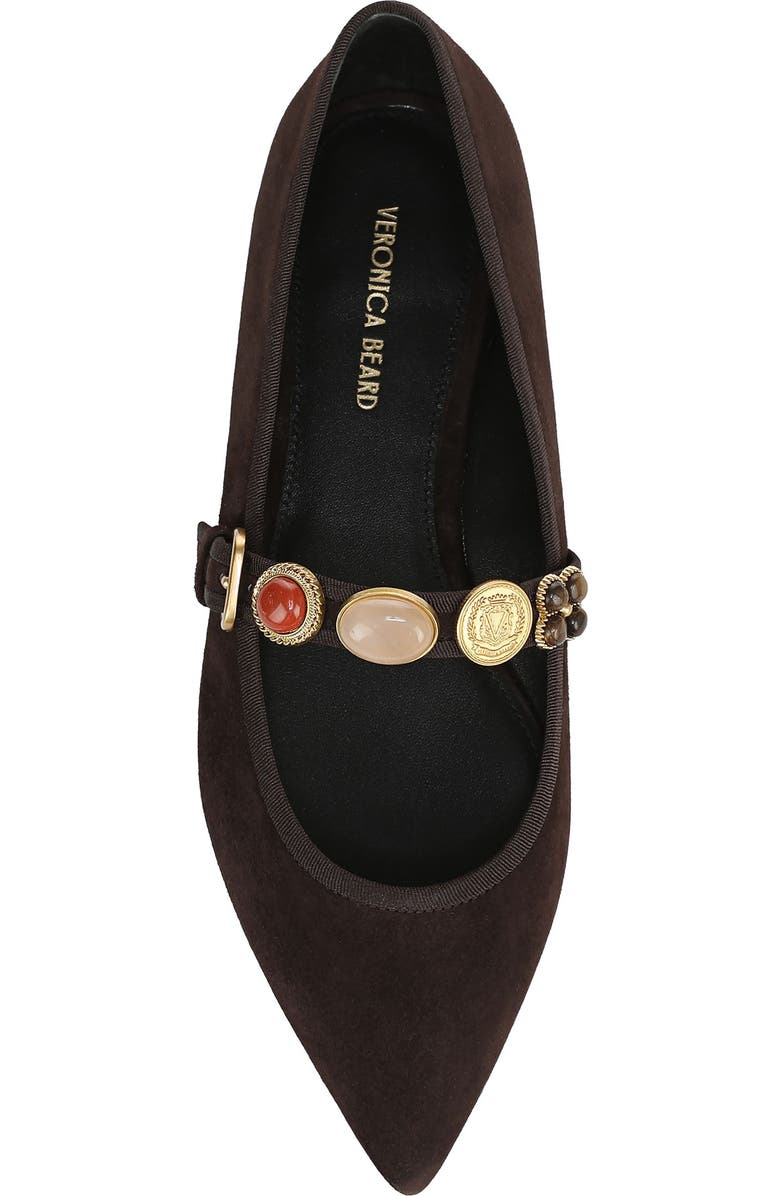 Veronica Beard Selene Charms Pointed Toe Flat, Alternate, color, Espresso