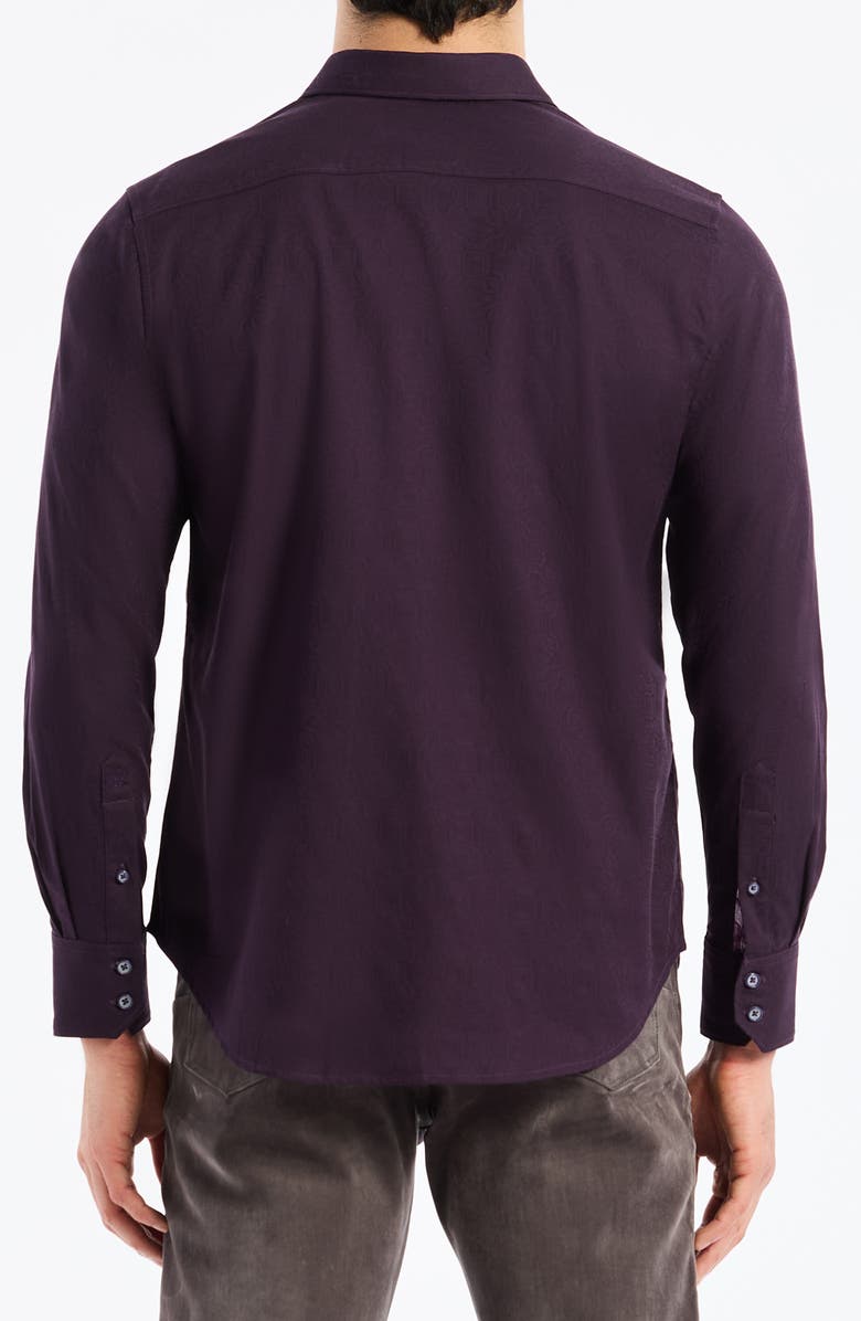 Robert Graham Odyssey Geo Jacquard Stretch Cotton Button-Up Shirt, Alternate, color, Berry