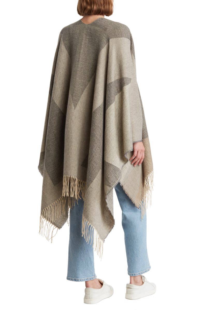 Nordstrom Colorblock Fringe Ruana, Alternate, color, 