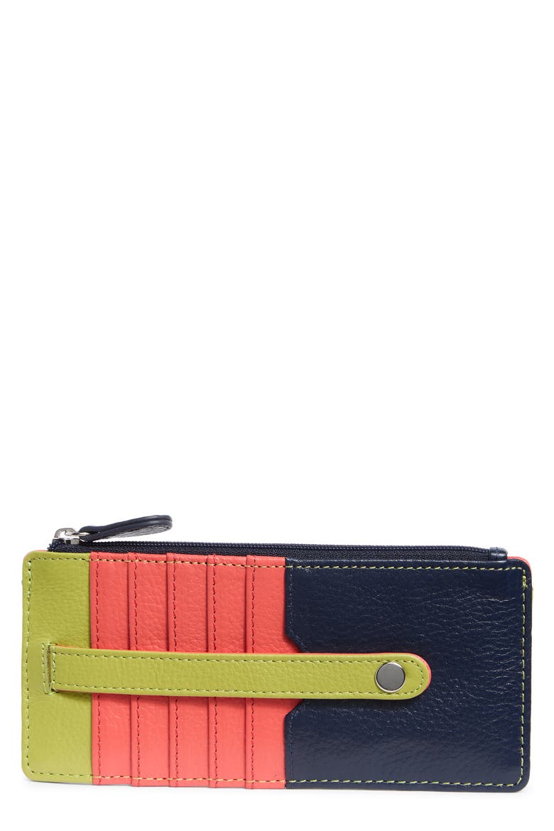 Slim Organizer Card Case, Main, color, CANDY CORAL/ NAVY/ FERN