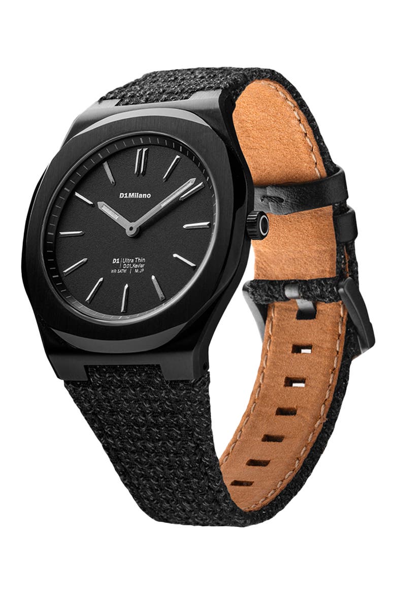 Ultra Thin Kevlar® Strap Watch, 39mm, Alternate, color, BLACK