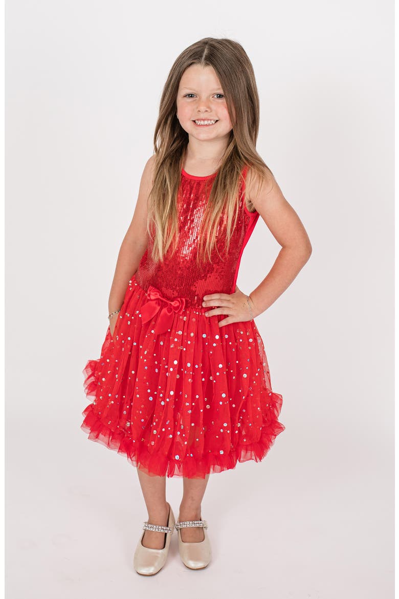 Kids' Sequin Sleeveless Party Dress, Main, color, RED