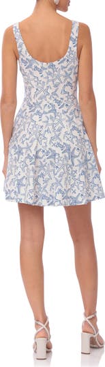 Linen Blend Fit & Flare Minidress