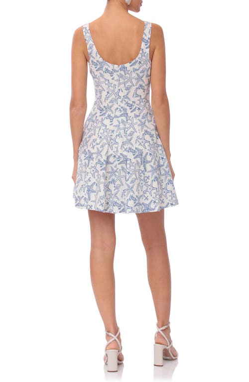 Avec Les Filles Linen Blend Fit & Flare Minidress In Starfish