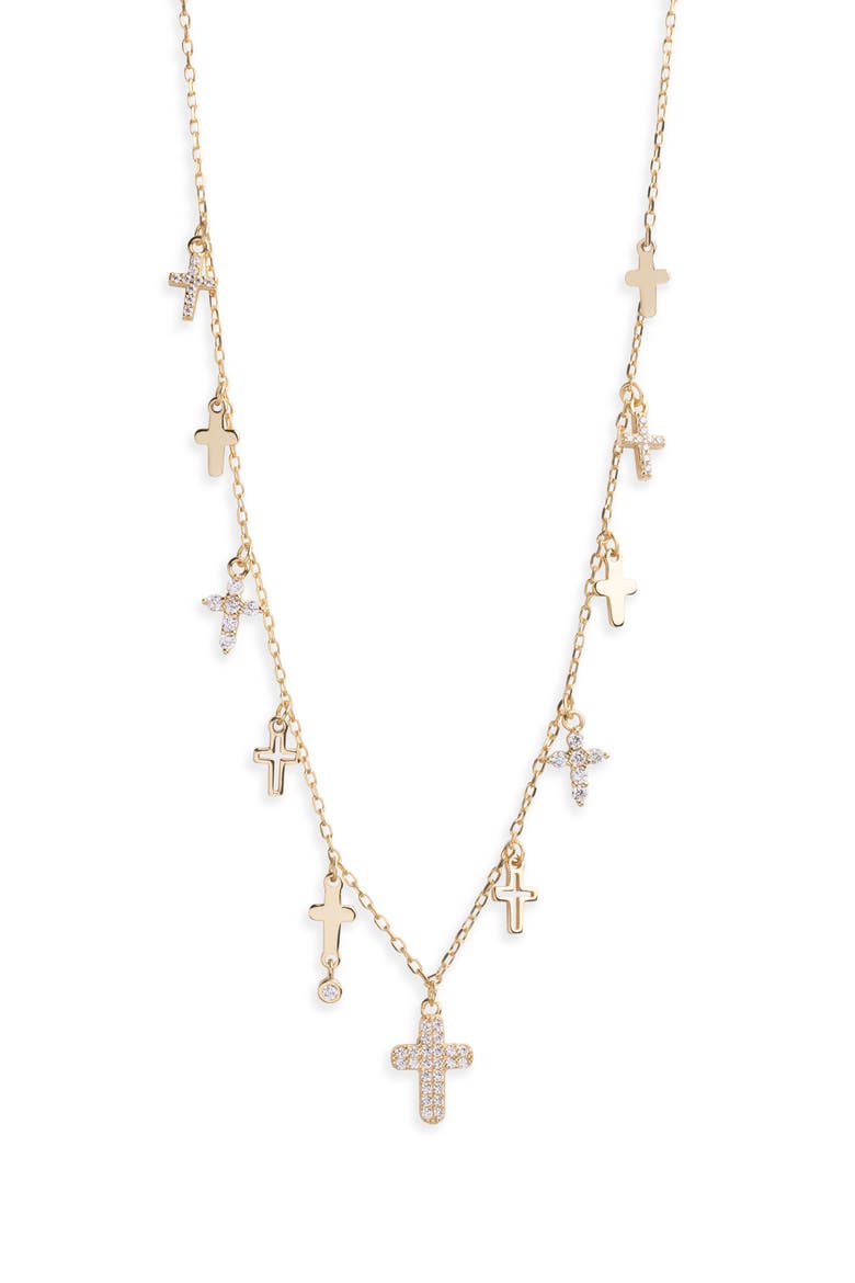 Cross Charm Necklace, Main, color, GOLD