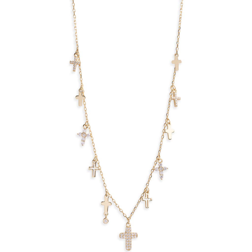Argento Vivo Sterling Silver Cross Charm Necklace In Gold