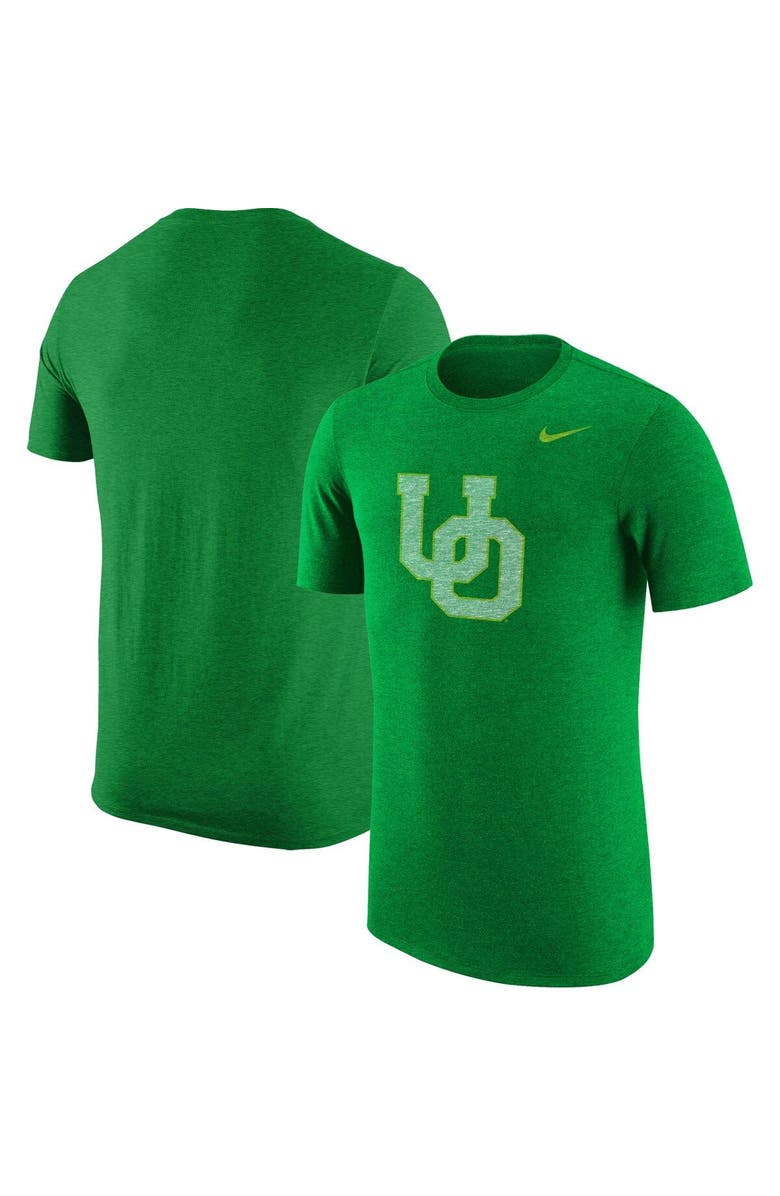 Nike Men's Nike Heather Kelly Green Oregon Ducks Vintage Logo Tri-Blend T-Shirt, Main, color, 