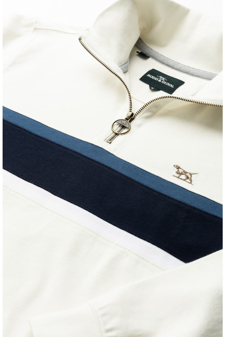 Chesterfield Chest Stripe Quarter Zip Long Sleeve Polo, Alternate, color, BONE