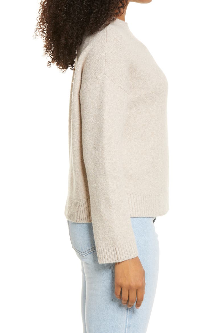 Cozy Roll Crewneck Sweater, Alternate, color, BEIGE OATMEAL HEATHER