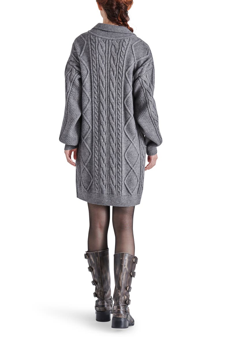 Debbie Long Sleeve Cable Sweater Minidress, Alternate, color, HEATHER GREY