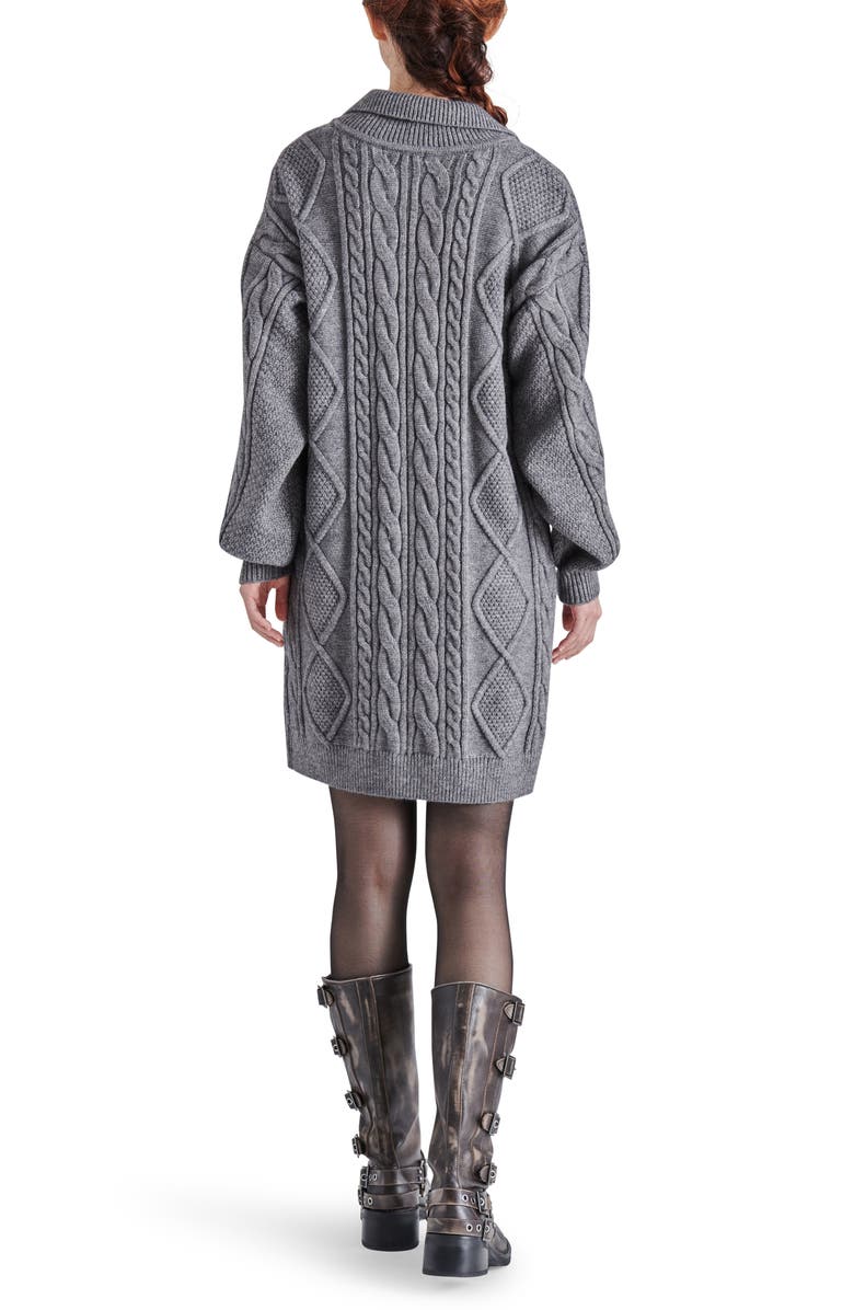 Steve Madden Debbie Long Sleeve Cable Sweater Minidress, Alternate, color,