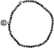 John Varvatos Skull Obsidian Beaded Stretch Bracelet
