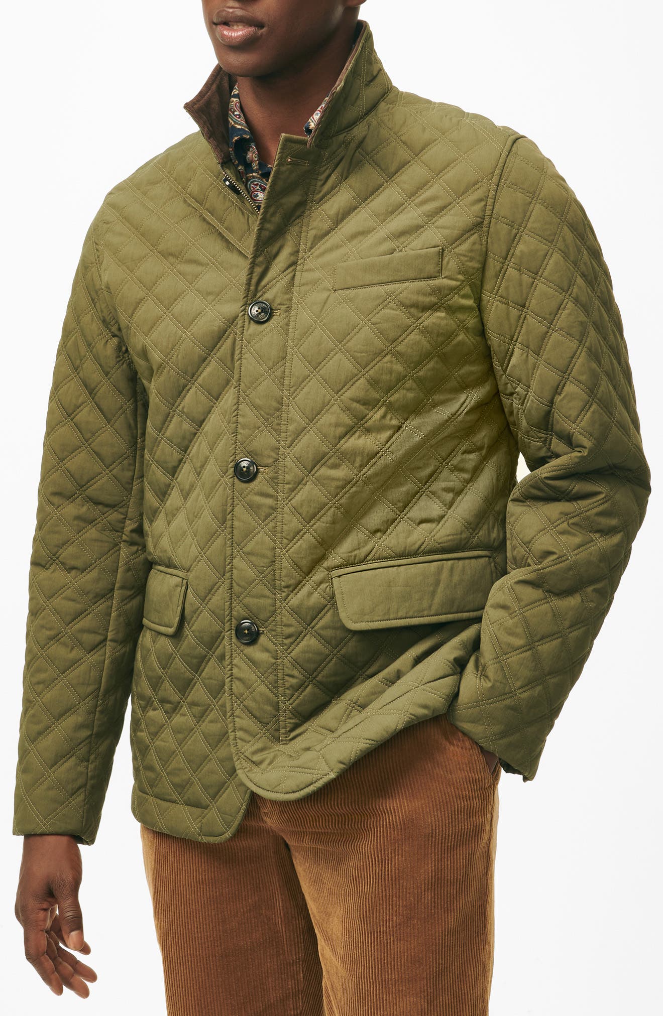 Brooks Brothers Water Repellent Quilted Jacket in Olive Night 