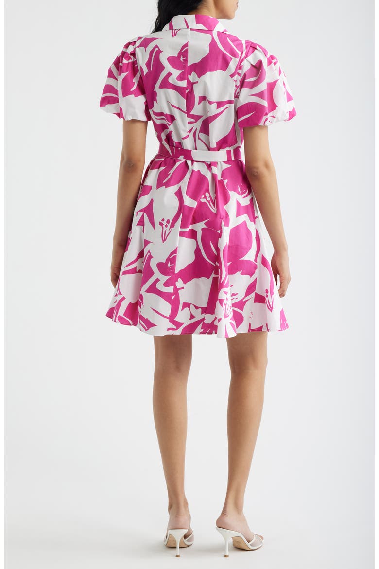 Floral Short Sleeve Cotton Mini Shirtdress, Alternate, color, PINK MULTI