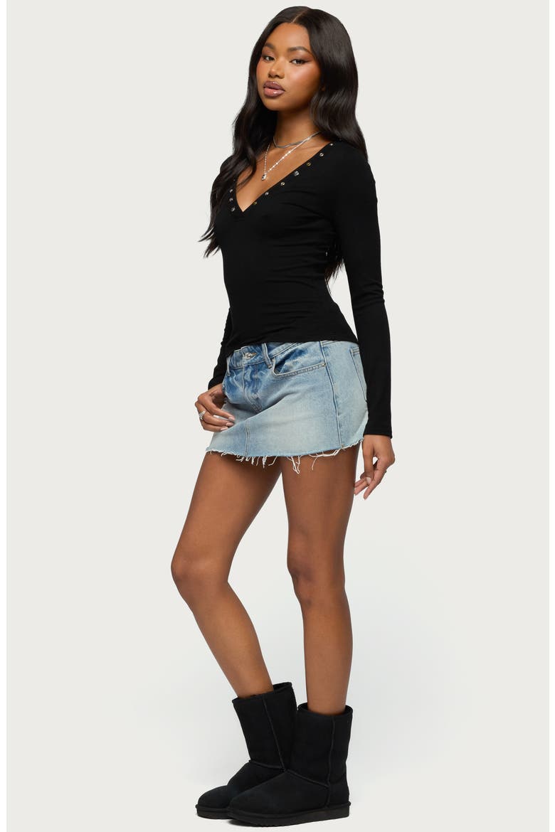 Rossie Studded Long Sleeve T-Shirt, Alternate, color, BLACK
