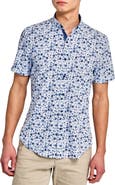 CONSTRUCT Slim Fit 4-Way Stretch Short Sleeve Button-Up Shirt