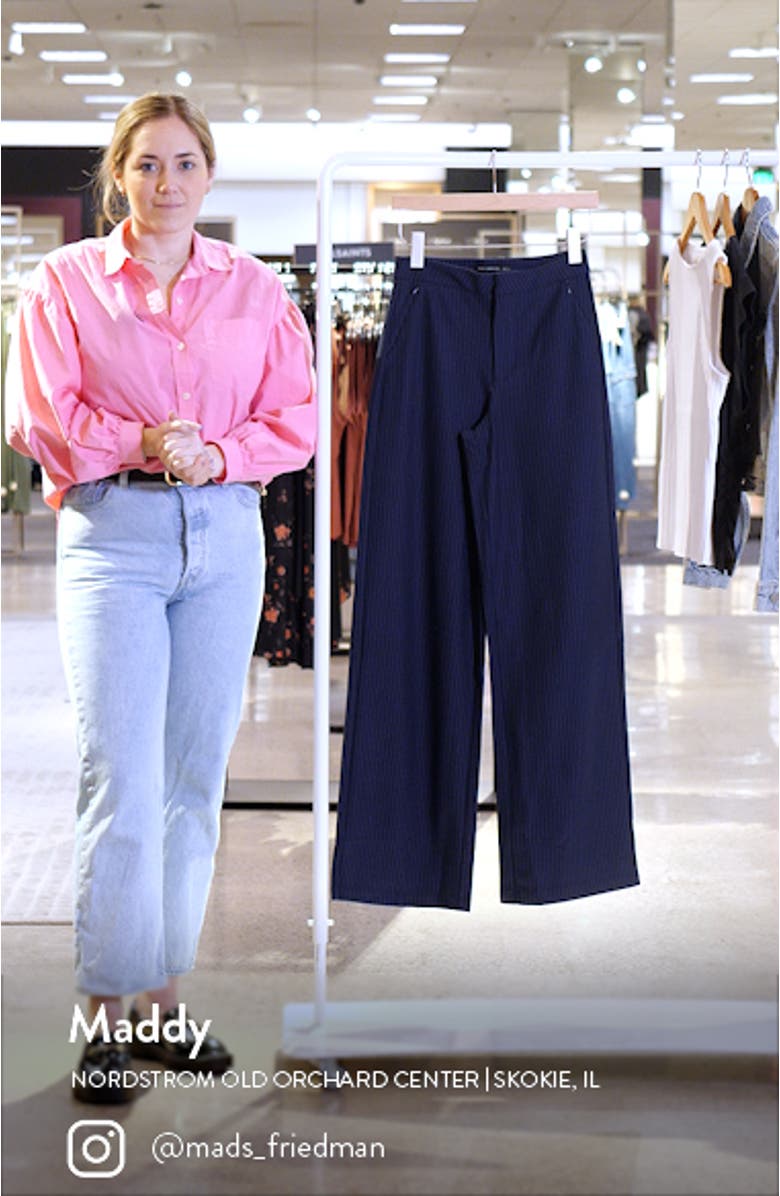 Stripe Ponte Knit Wide Leg Trousers, sales video thumbnail