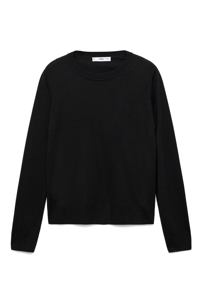 Fine Knit Crewneck Sweater, Alternate, color, BLACK