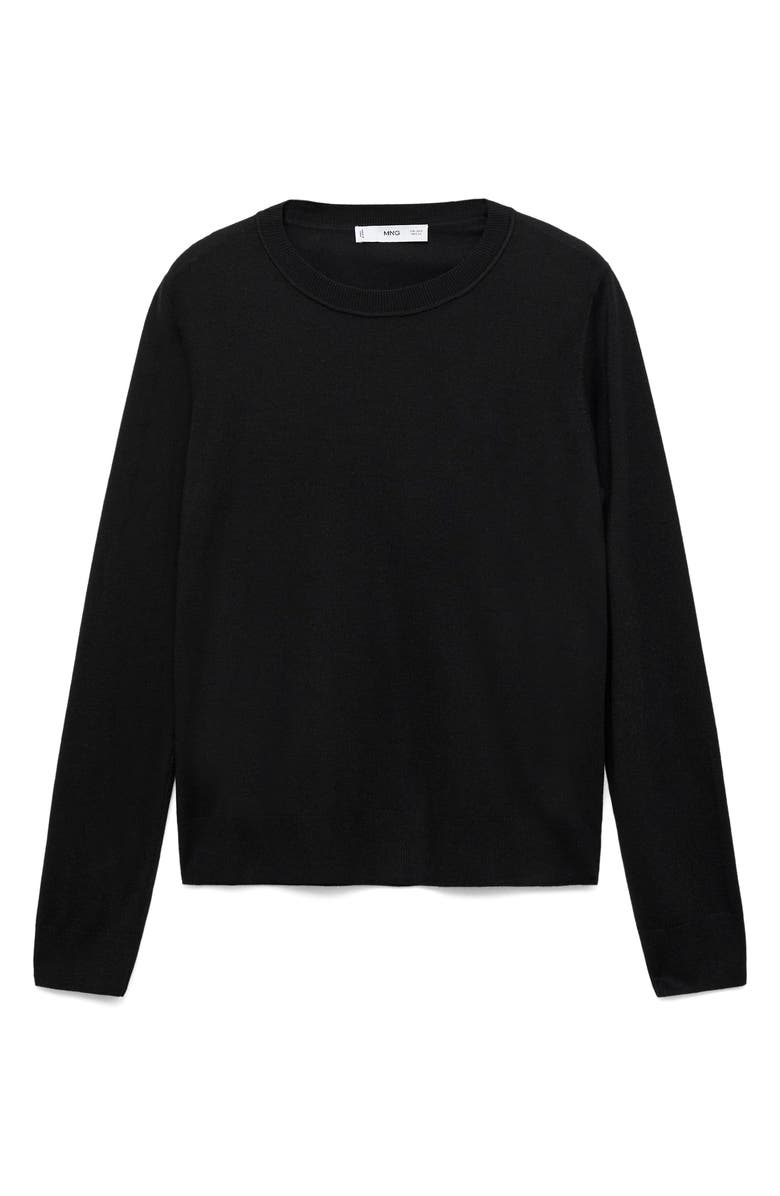 MANGO Fine Knit Crewneck Sweater, Alternate, color, Black
