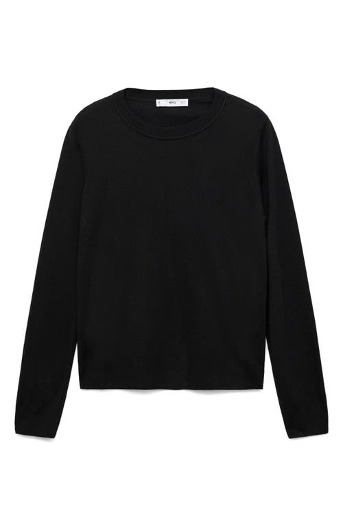 Mango Fine Knit Crewneck Sweater In Black