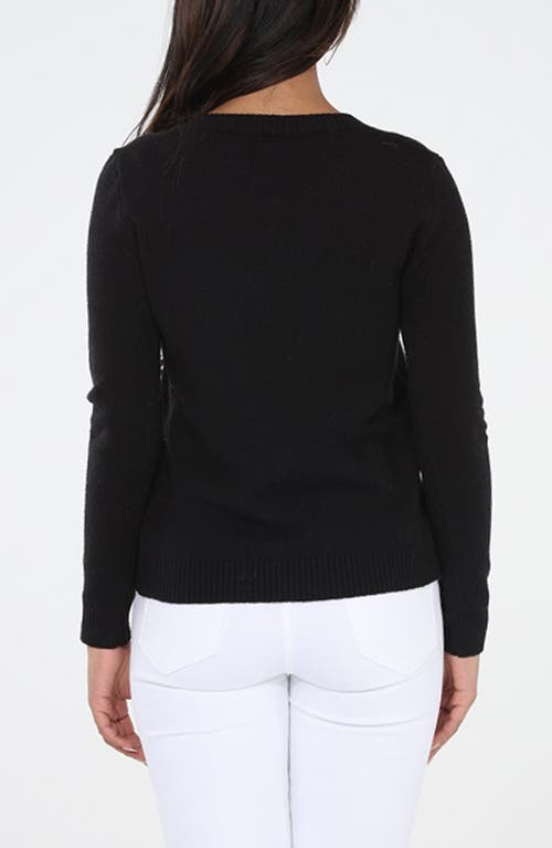 Rain And Rose Floral Appliqué Cardigan In Black