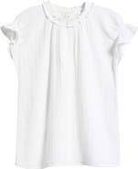 Caslon® Ruffle Cotton Gauze Top