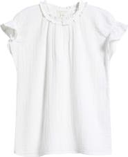 Caslon® Ruffle Cotton Gauze Top