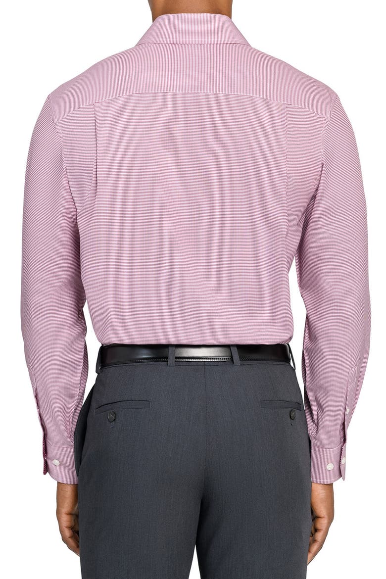 Regular Fit Red Micro Houndstooth Performance Dress Shirt, Alternate, color, MAROON