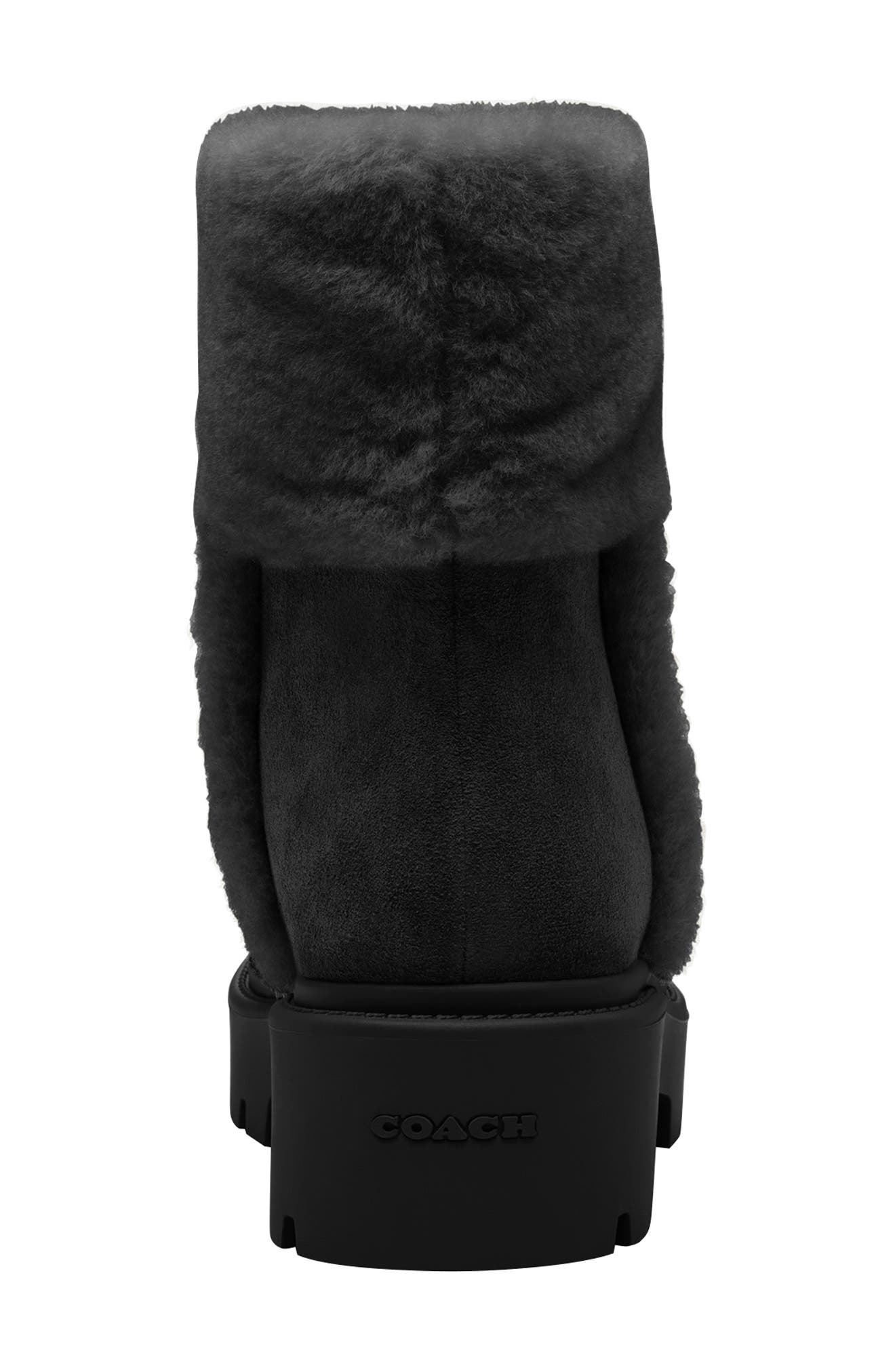 COACH Chunky High-Pile Fleece Boot, Alternate, color, Black