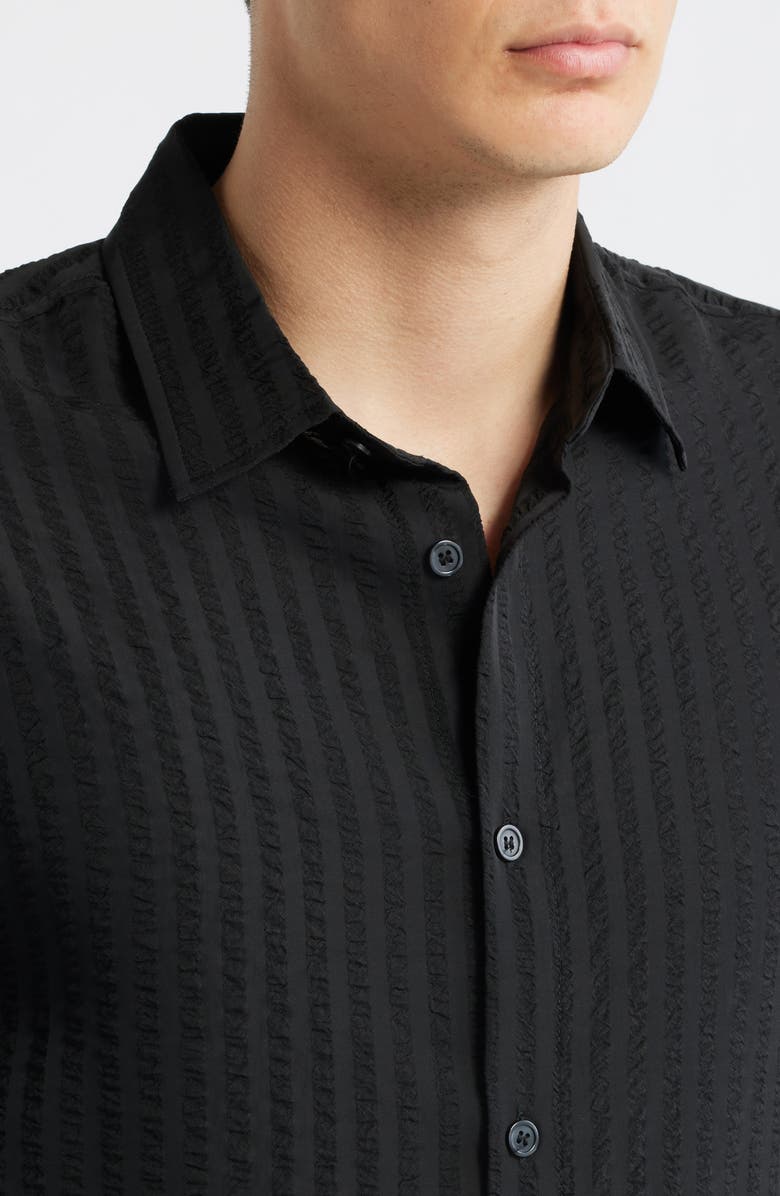 KROST Jordan Seersucker Stripe Button-Up Shirt, Alternate, color, Black