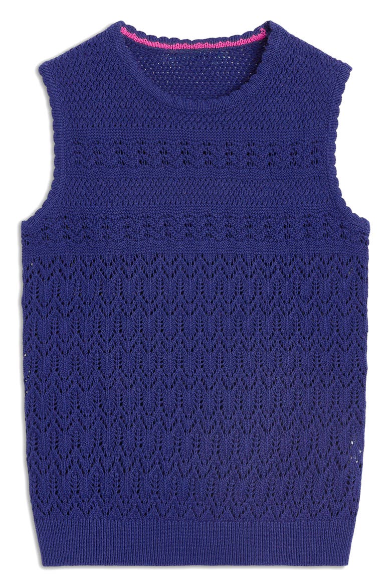 Elodie Openwork Cotton Sweater Vest, Alternate, color, STARBOARD BLUE