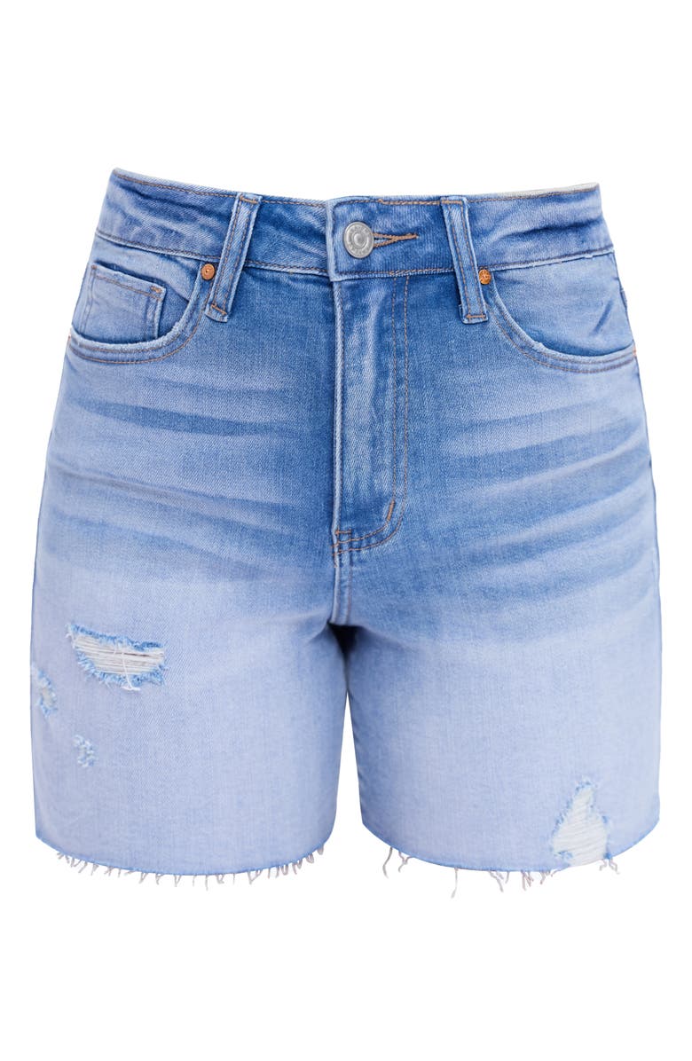 Bayeas Raw Hem High Waist Mid Thigh Denim Shorts, Alternate, color, Fresh Blue
