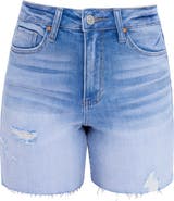 Bayeas Raw Hem High Waist Mid Thigh Denim Shorts