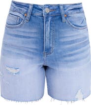 Bayeas Raw Hem High Waist Mid Thigh Denim Shorts