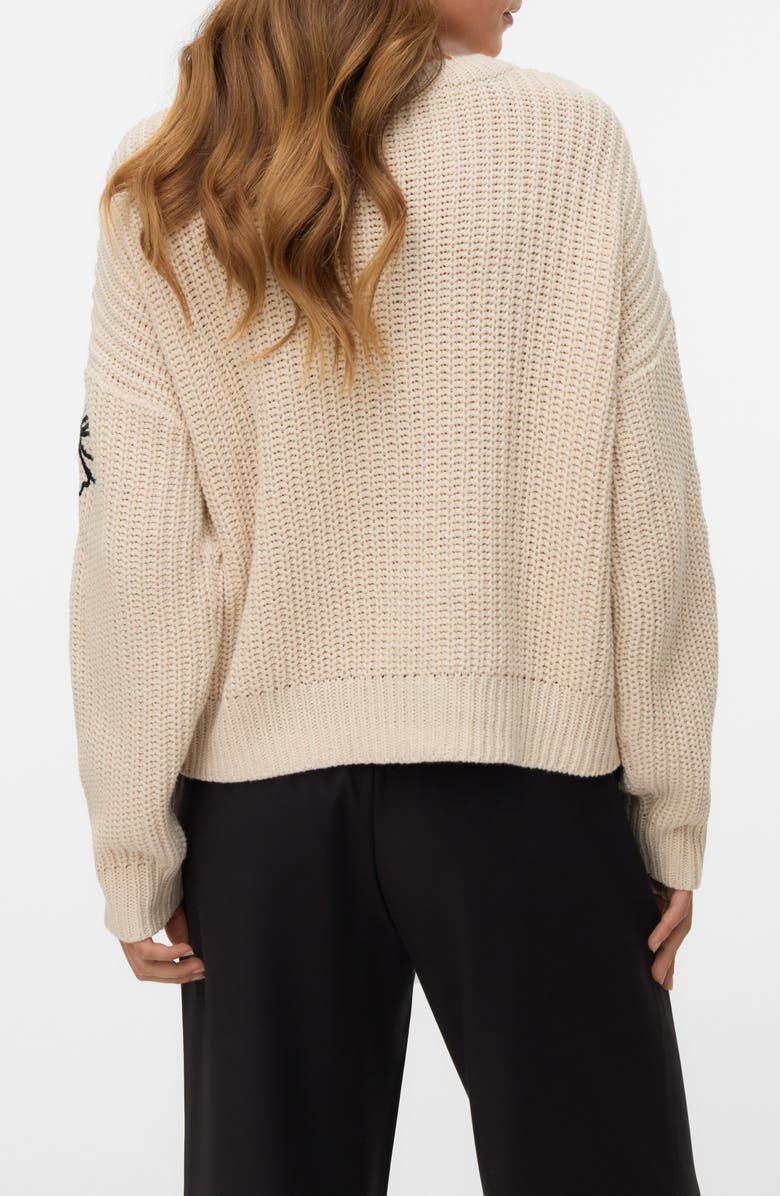 VERO MODA Laura Long Sleeve Pullover Sweater, Alternate, color, Birch Detail With Black